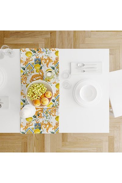 Adawall Lemon Design Runner 140x45cm (Fine Linen, International Washing and Fading Certificate)