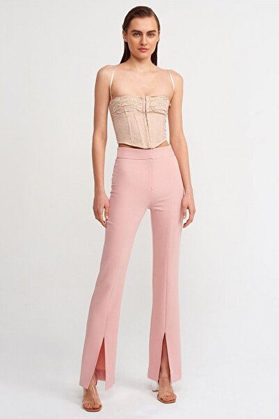 Dilvin 70318 Slit Detailed Παντελόνι-Σκούρα Πούδρα