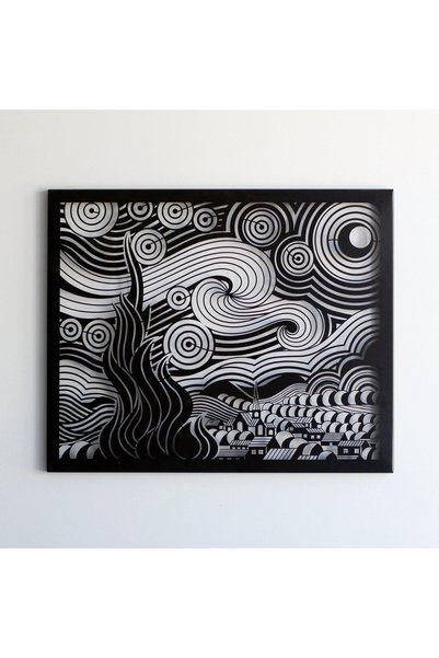 Colorfull Worlds Van Gogh Yıldızlı Geceler Metal Duvar Dekoru - Ev Ofis Hediy...