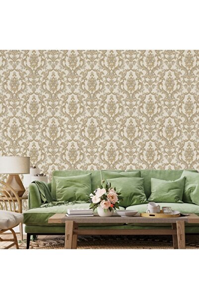 Adawall Dante Seri Klasik Damask Desenli Duvar Kağıtı 1407-5: Krem 2