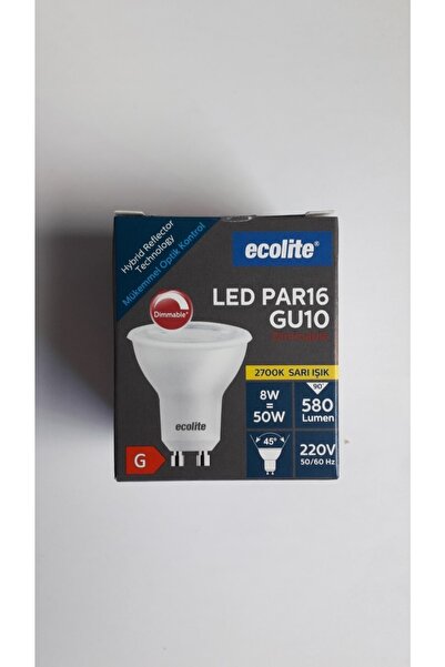 Ecolite 8w Dimmerli Gu10 Led Ampul Gün Işığı(sarı Işık)