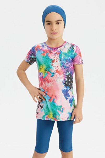 Adasea Kız Çocuk Kısa Kollu Yarı Kapalı Mayo 5157