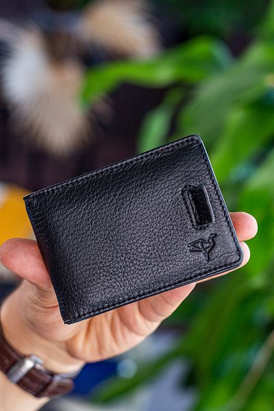 Garbalia Celtic Black Genuine Leather RFID Blocker - Card Holder Wallet with Money Tongs