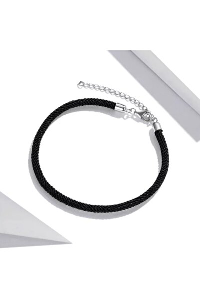 TakıConcept Siyah Örgü Ip Erkek Kadın Bileklik