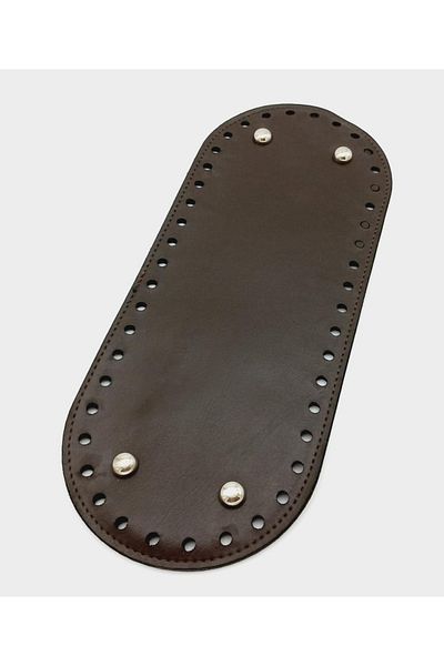 angel çanta aksesuar Faux Leather Brown 30x12 Cm Oval Bag Base (with Silver Apparatus)