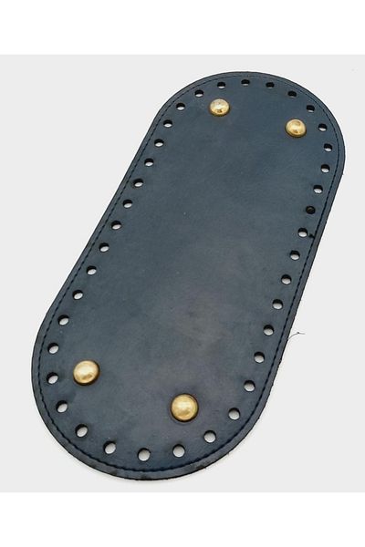 angel çanta aksesuar Βάση τσάντας από συνθετικό δέρμα Navy Blue 25x12 cm Οβάλ (με ελαφριά χρυσή συσκευή)