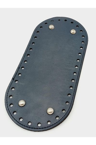 angel çanta aksesuar Βάση τσάντας από συνθετικό δέρμα Navy Blue 25x12 cm Οβάλ (με ασημένια συσκευή)