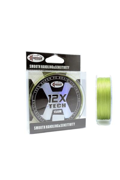 CAPTAIN 12Tech Pe 12 Braid Spin Ip Fishing Line 150Mt A.Green