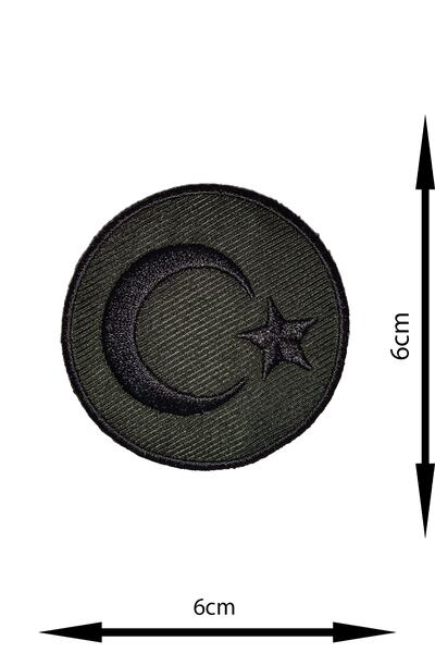 REMSATİC Ütü Ile Yapışan Arma - Patch - Haki Renk Bayrak (yuvarlak) Modeli (6...