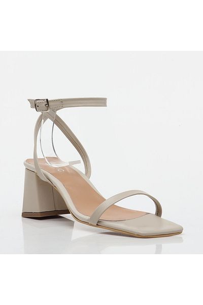 Hotiç Beige Sandalen mit Absatz für Damen aus echtem Leder