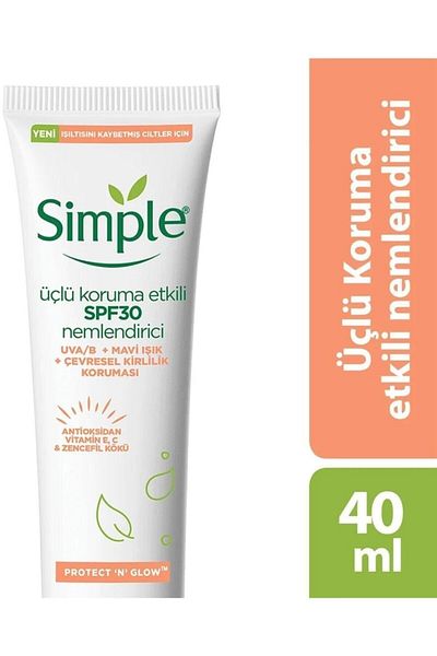 Simple Protect Glow 40 Ml Spf30 Vitamin E-c Moisturizer with Triple Protection Effect