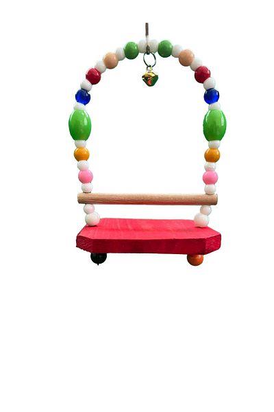 Wooden Bird Budgie Basket Swing (red Color)