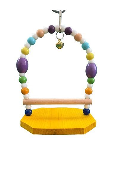 Wooden Bird Budgie Basket Swing (yellow Color)