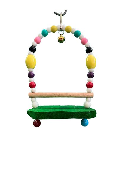 Wooden Bird Budgie Basket Swing (green Color)