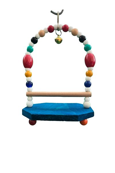 Wooden Bird Budgie Basket Swing Blue Color