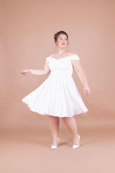 Bidoluelbise Rochie de damă, mărime mare, cu bretele, cu detaliu de umăr, pliată, mini-lungime