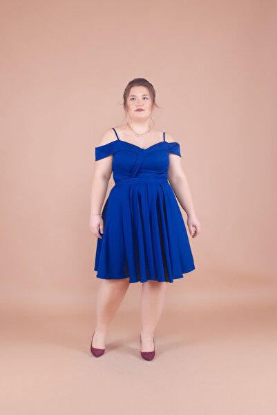 Bidoluelbise Γυναικείο φόρεμα μεγάλου μεγέθους με λουράκι με λεπτομέρεια πλισ...