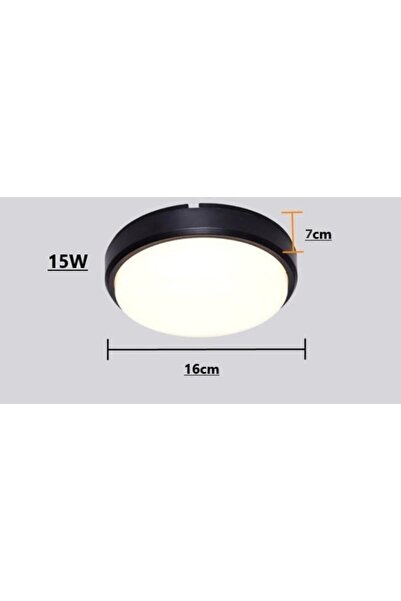 Ucuz Geldi Balkon Lambası Artos 15w Siyah Kasa Yuvarlak Banyo Lambası 6400k Beyaz Led Işık Teras Tavan Lambası
