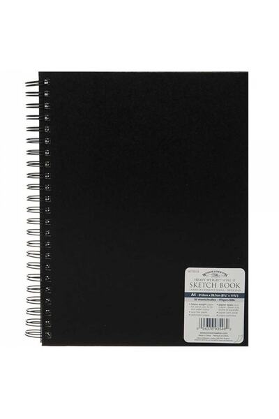 Winsor Newton Winsor & Newton : Black Hard Covered Spiral Sketchbook : 170 Gr (50 Sheets) : A5