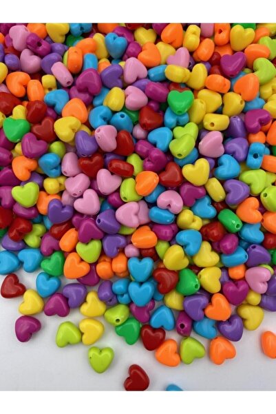 Hedef Bijuteri 25 Gram 10mm Karışık Renkli Plastik Kalp Model Boncuk,hobi Tak...