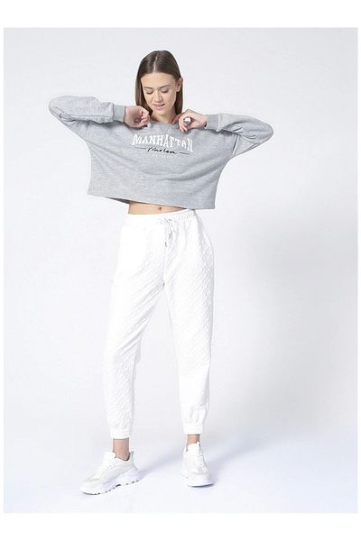 LİMON COMPANY Limon York Crew Neck Long Sleeve Gray Women's Sweatshirt