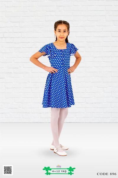 Kıvanç Çocuk Girl's Polka Dot Short Sleeve Flared Cut Summer Dress