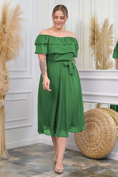 Neşeli Butik Γυναικείο φόρεμα σιφόν με γιακά Madonna Plus Size Nb8061