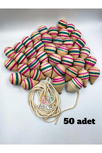 GÜZELYÜZ AVM 50adet Ahşap Topaç Nostaljik Oyuncak Doğal Çocuk Oyuncağı 1,5 Me...