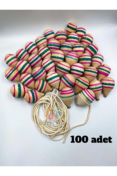 GÜZELYÜZ AVM 100adet Ahşap Topaç Nostaljik Oyuncak Doğal Çocuk Oyuncağı 1,5me...