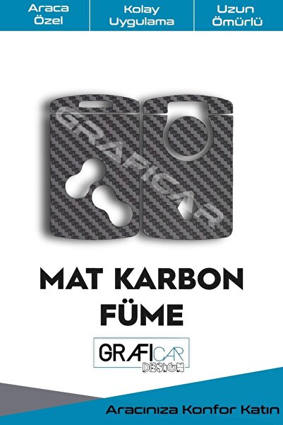 GRAFİCAR ملصق فويلي لبطاقة المفتاح متوافق مع تصميم رينو كليو 4، كربون مطفأ مدخن