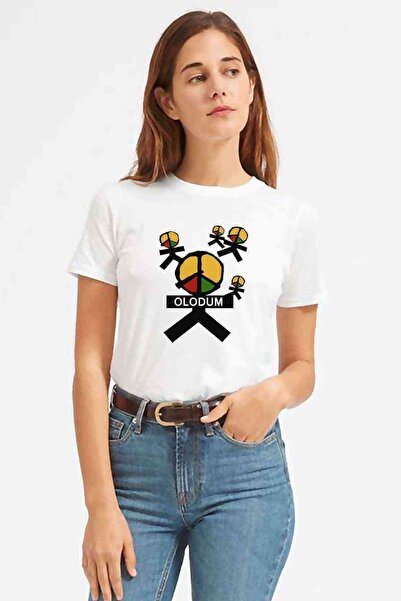 QIVI Tricou alb pentru femei cu imprimeu Michael Jackson Peace Olodum
