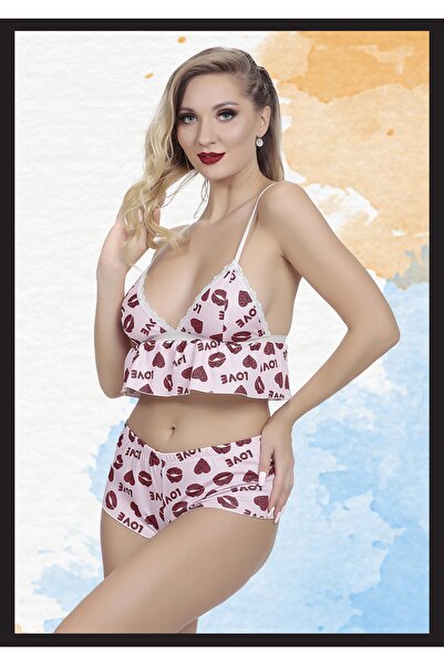 Didolim Нов модел розов комплект секси фантазийни шорти с мотиви