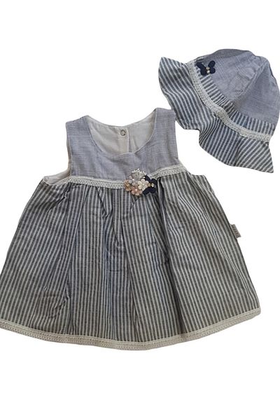 Capps Baby Girl 100% Cotton Inner Lined Summer Dress with Hat