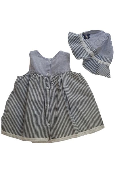 Capps Baby Girl 100% Cotton Inner Lined Summer Dress with Hat