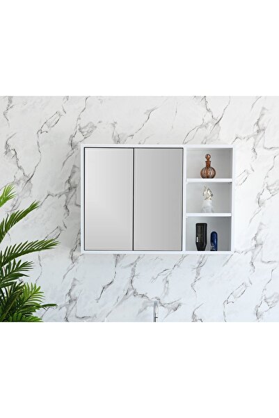 ARTEL MOBİLYA Mdf 80 Cm Aynalı Banyo & Wc Üst Dolabı - Bas-aç Kapak