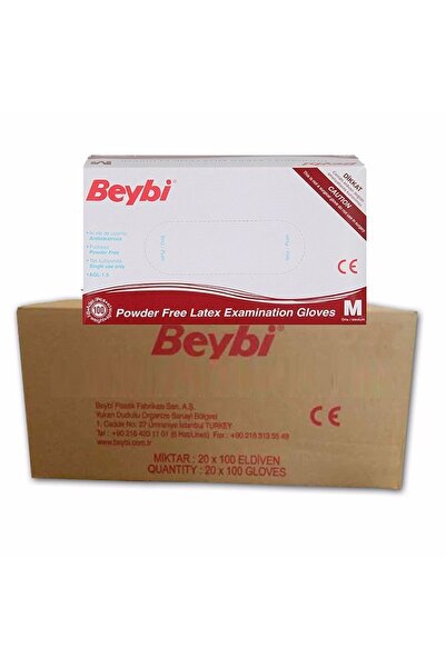 Beybi Lateks Pudrasız Muayene Eldiveni 20x100 Adet Medium