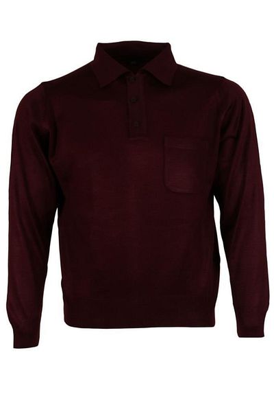 Modarar Pulover pentru bărbați, roșu claret, guler polo, lână, clasic, croială normală Rar00653