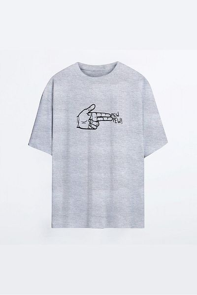 Tonny Mood Ανδρικό μπλουζάκι Pew Pew Grey Hg Oversize - T-Shirt