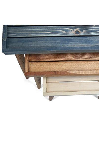 Mobenta Doğal Ağaç Masif Kütük Lata 3’lü Zigon Sehpa