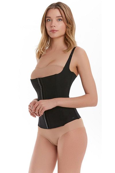 TEN Women's Black Steel Underwire Strap Vest Corset