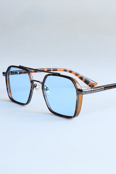 LOOKUP Unisex Sunglasses Uv400 Protection Ce Certificated Vintage New Season Leopard Frame Blue Glass