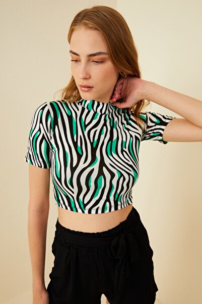 Bipantolon Γυναικείο κοντό μανίκι με πράσινο μαύρο σχέδιο ζέβρας