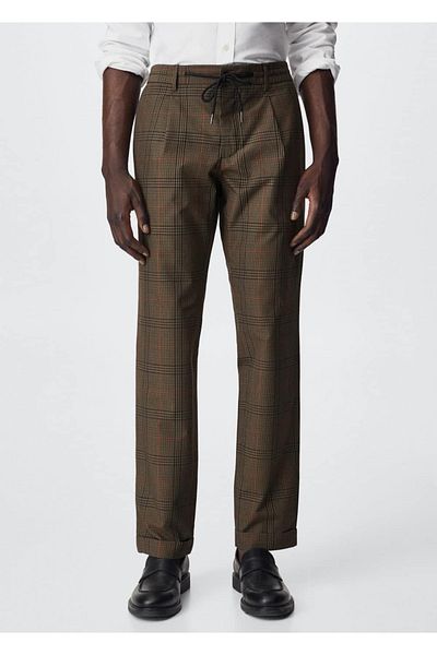 MANGO Man Plaid Jogger Pants
