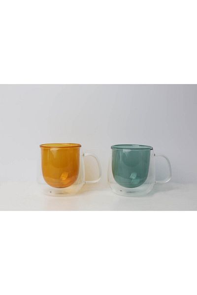 Lucky Art Lyhl 007 Classica 300 ml Double Walled Borasilikatt Latte Colored Glass Set