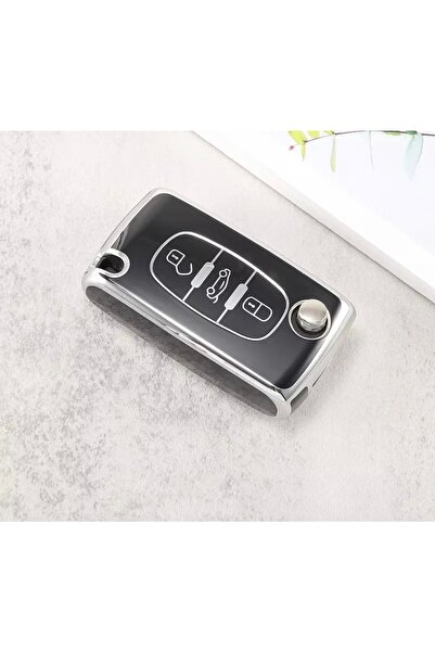 AYZ GARAGE Peugeot-citroen (3 chei) Material TPU Husa neagra pentru chei
