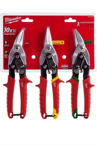 Milwaukee Heavy Duty Bodywork And Tin Scissors Set 3 Pieces Right Left And Straight48224533