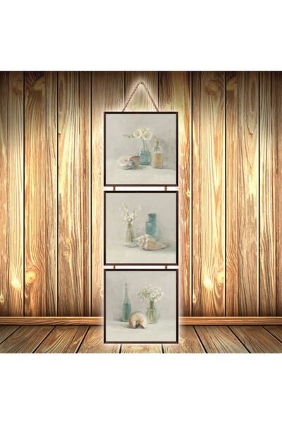 hazalshop Τριπλή ρετρό ξύλινη αφίσα με σχέδιο Vintage Decor Ü268