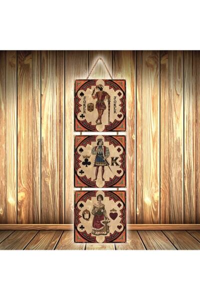 hazalshop Τριπλή ρετρό ξύλινη αφίσα με σχέδιο τζόκερ Ü390
