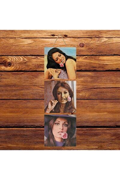 hazalshop Τουρκάν Μούτζντε Νέκλα Τριπλή Ρετρό Ξύλινη Αφίσα Ü123