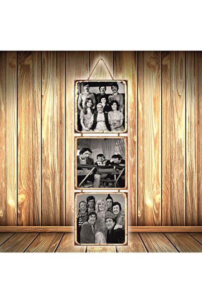 Genel Markalar Yeşilçam Filmler Tasarımlı Üçlü Retro Ahşap Poster Ü461